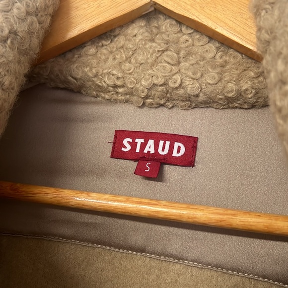 Staud Scrabble Faux Leather Fleece Coat size small - Picture 5 of 5
